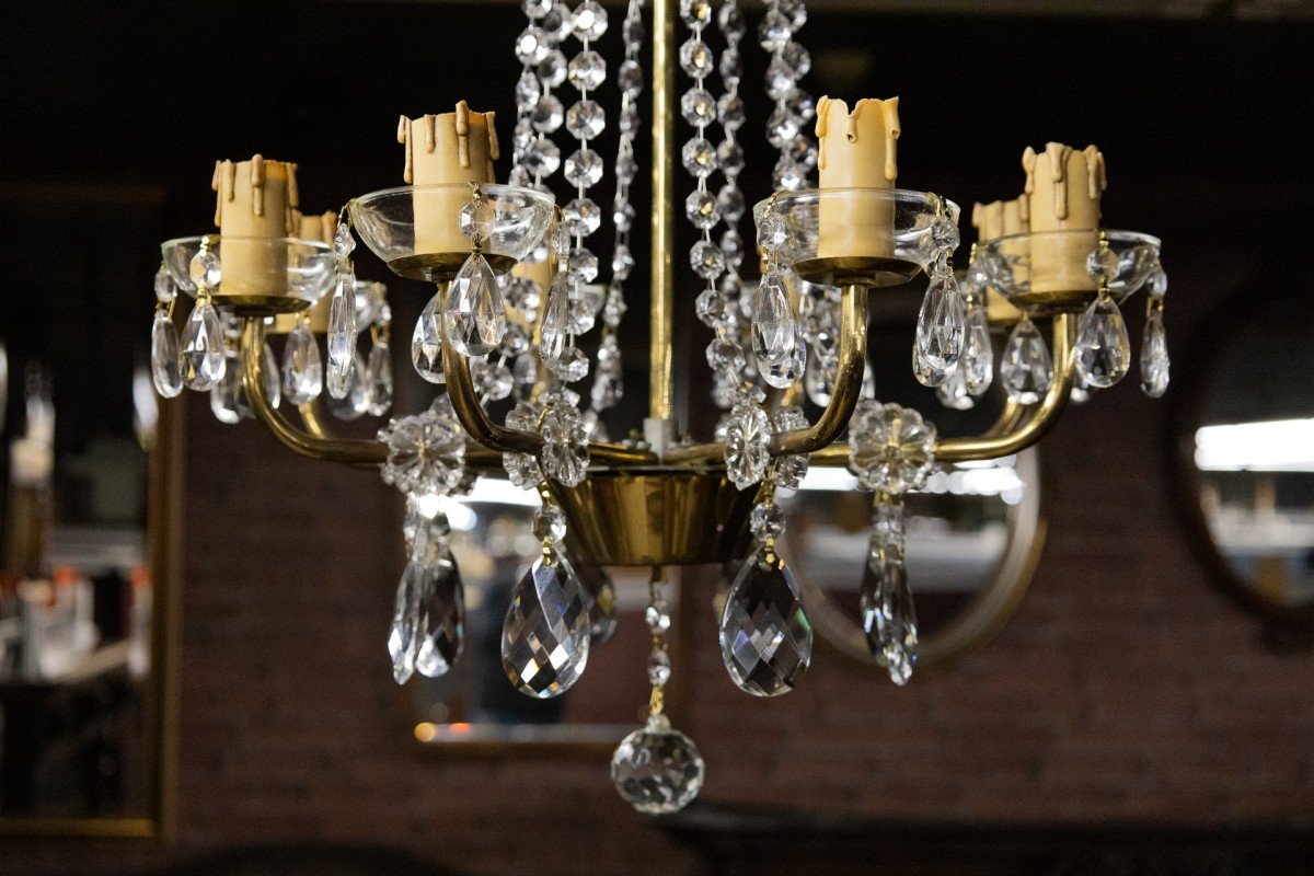 Mid-20th Century Crystal Chandelier, Western Europe, 1950s