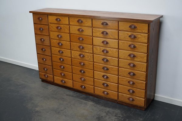 Mid-20th Century German Industrial Oak Apothecary Cabinet-XO-1252018