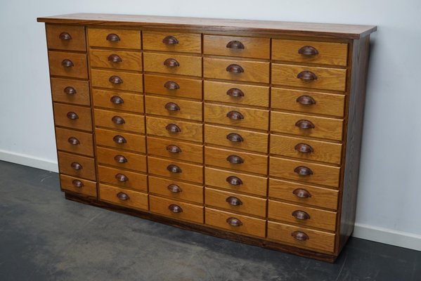 Mid-20th Century German Industrial Oak Apothecary Cabinet-XO-1252018