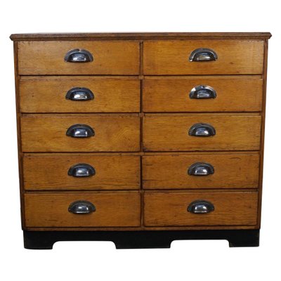 Mid-20th Century German Oak Pine Apothecary Cabinet or Bank of Drawers-XO-1191558