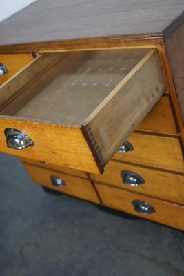 Mid-20th Century German Oak Pine Apothecary Cabinet or Bank of Drawers-XO-1191558