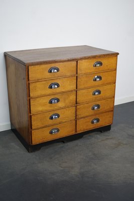 Mid-20th Century German Oak Pine Apothecary Cabinet or Bank of Drawers-XO-1191558