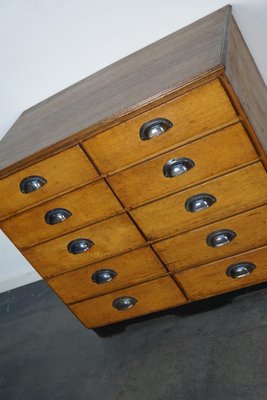 Mid-20th Century German Oak Pine Apothecary Cabinet or Bank of Drawers-XO-1191558