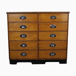 Mid-20th Century German Oak Pine Apothecary Cabinet or Bank of Drawers-XO-1191558