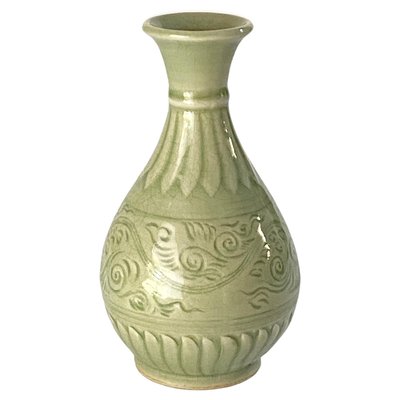 Mid-20th Century Green Ceramic Celadon Vase, China-UR-1388933