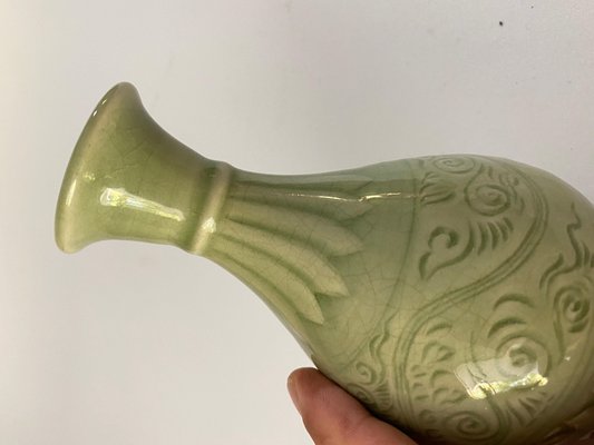 Mid-20th Century Green Ceramic Celadon Vase, China-UR-1388933