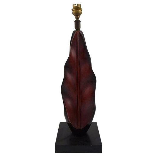 Mid-20th Century Hand-Painted Wood on Base Organically Shaped Table Lamp