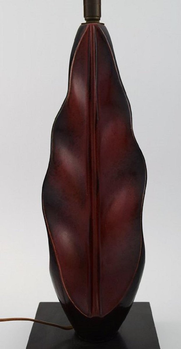 Mid-20th Century Hand-Painted Wood on Base Organically Shaped Table Lamp