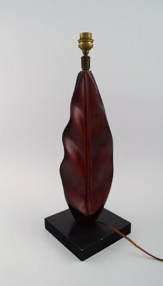 Mid-20th Century Hand-Painted Wood on Base Organically Shaped Table Lamp