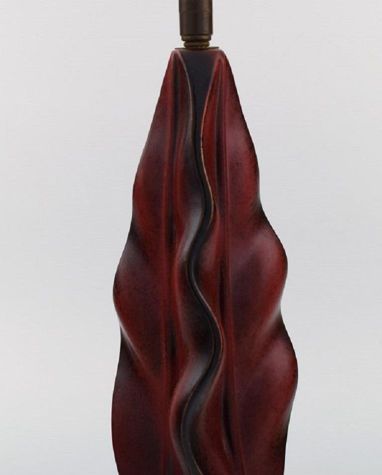 Mid-20th Century Hand-Painted Wood on Base Organically Shaped Table Lamp