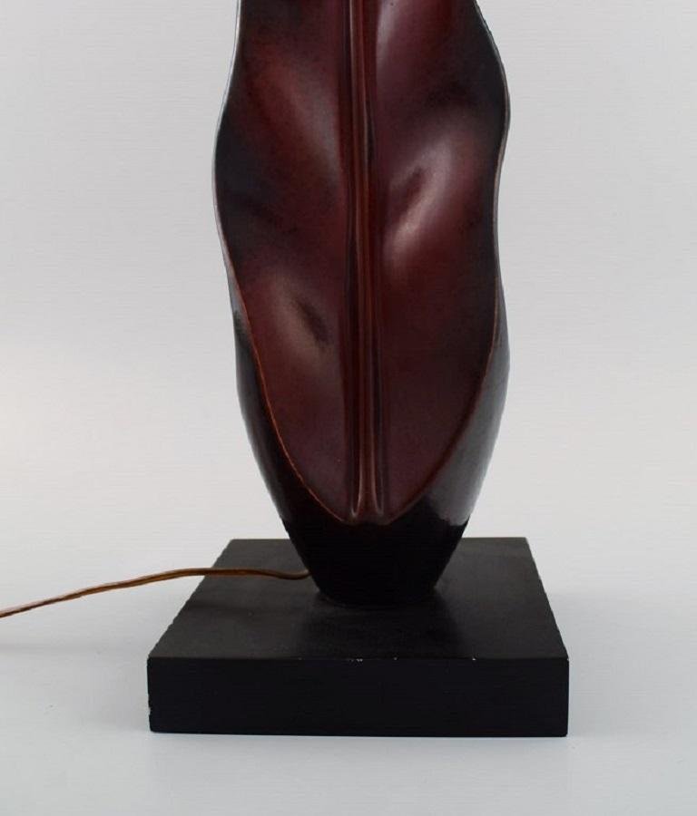 Mid-20th Century Hand-Painted Wood on Base Organically Shaped Table Lamp