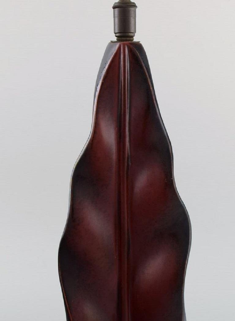 Mid-20th Century Hand-Painted Wood on Base Organically Shaped Table Lamp