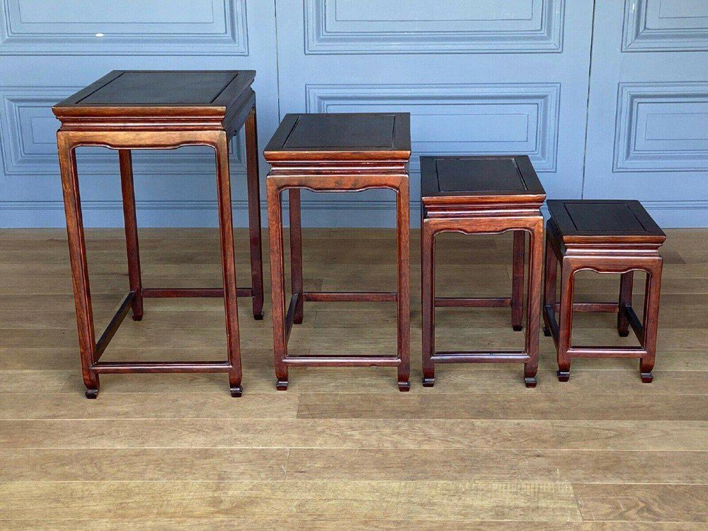 Mid-20th Century Nesting Tables in Ironwood, Indochina, Set of 4