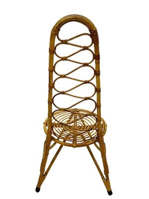 Mid-20th Century Rattan and Bamboo Chair and Magazine Rack, Set of 2-UCH-1224252