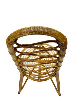 Mid-20th Century Rattan and Bamboo Chair and Magazine Rack, Set of 2-UCH-1224252