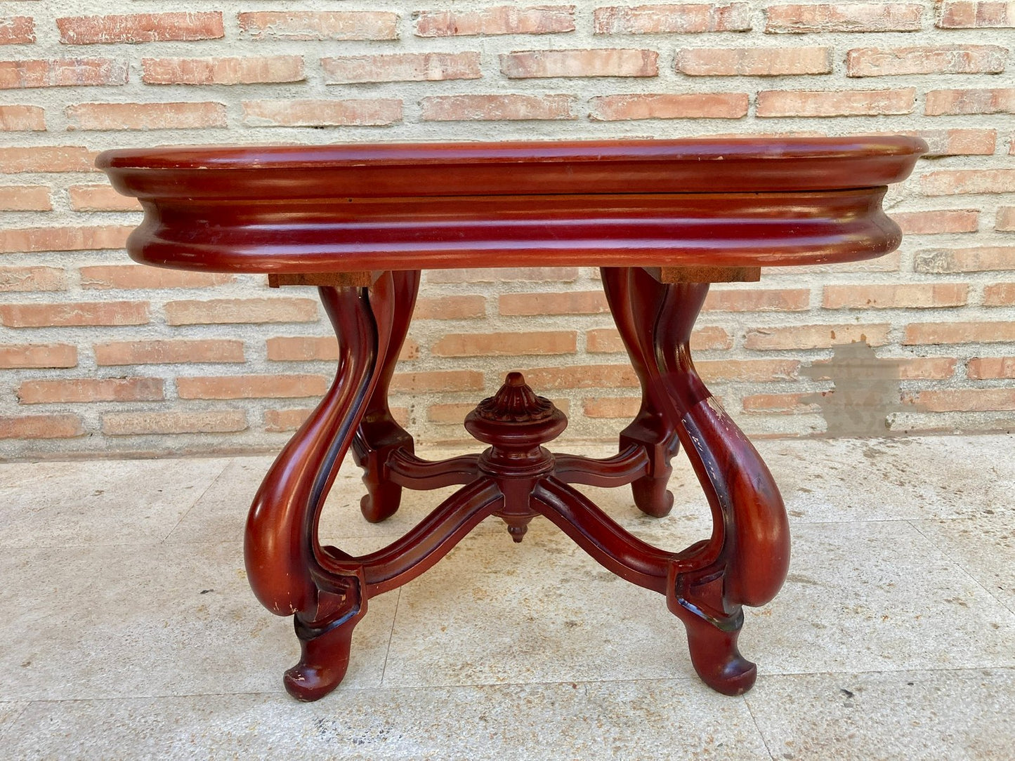 Mid-20th Century Side Table in Wood & Marble Top, 1960s