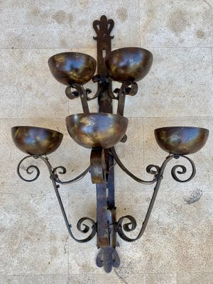 Mid 20th Century Spanish Iron Sconces, Set of 2-NOU-1220714