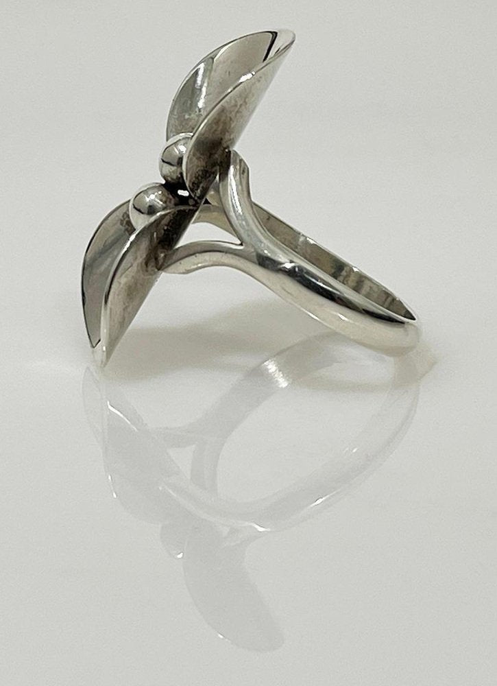 Mid-20th Century Sterling Silver Flower Ring attributed to Niels Erik, Denmark