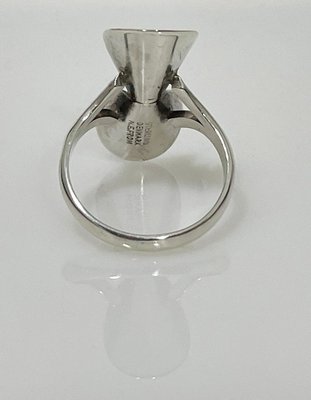 Mid-20th Century Sterling Silver Flower Ring attributed to Niels Erik, Denmark-UCH-1778342