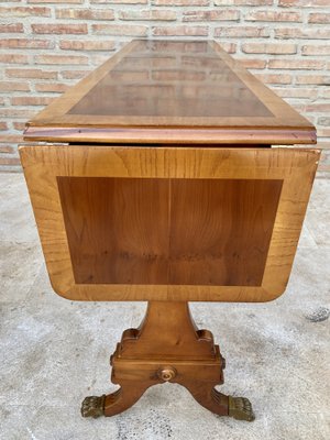 Mid-20th Century Winged Console Table in Walnut with Claw Feet in Bronze with Two Drawers and Wheels-NOU-1160479