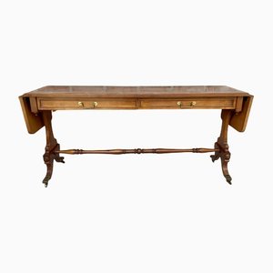 Mid-20th Century Winged Console Table in Walnut with Claw Feet in Bronze with Two Drawers and Wheels-NOU-1160479