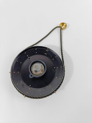 Mid 20th Century Zodiac Wall Clock in Black Metal & Brass, Germany, 1960s-UIW-2018068