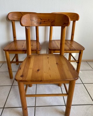 Mid-Centency Kiefernholz Chairs attributed to Rainer Daumiller 70s, Set of 3-HKY-1719548