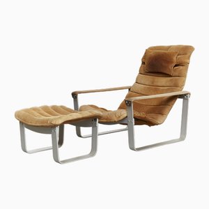 Mid-Center Pulkka Lounge Chair & Ottoman by Ilmari Lappalainen for Asko, 1968, Set of 2-XE-1760075