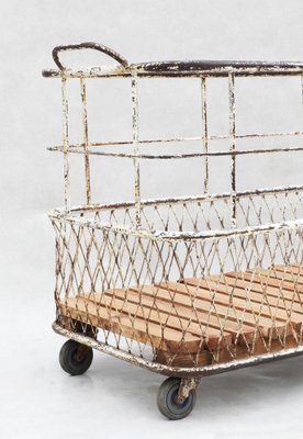 Mid-Centruy French Industrial Trolley Basket Cart, 1950-JUA-1815335