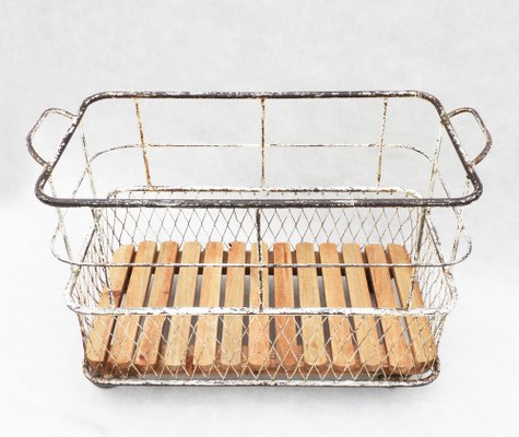 Mid-Centruy French Industrial Trolley Basket Cart, 1950-JUA-1815335