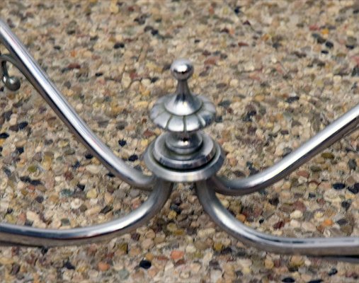 Mid-Century 2-Tier Coffee Table in Chromed Brass and Crystal-HS-952380