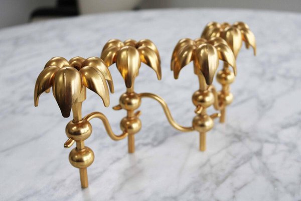 Mid-Century 24 Karat Gold-Plated Nail Palm Candleholder-FJP-1789519