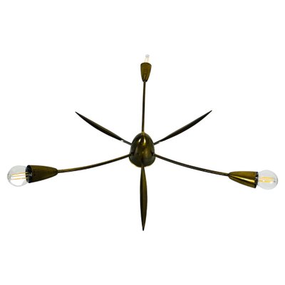 Mid-Century 3-Arm Sputnik Chandelier in Brass, 1960s-PUK-1320935