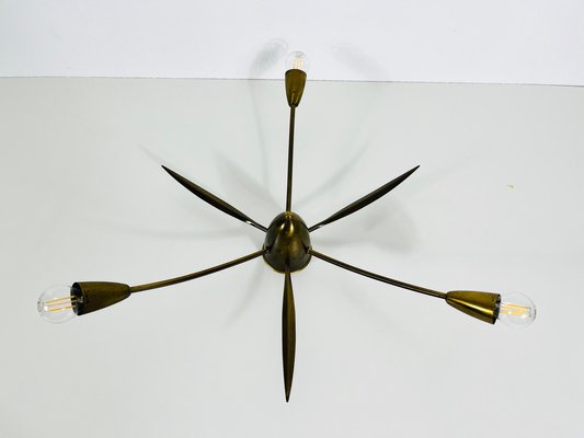 Mid-Century 3-Arm Sputnik Chandelier in Brass, 1960s-PUK-1320935