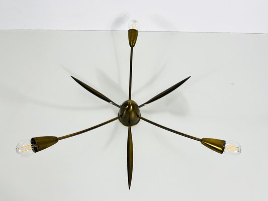 Mid-Century 3-Arm Sputnik Chandelier in Brass, 1960s-PUK-1320935