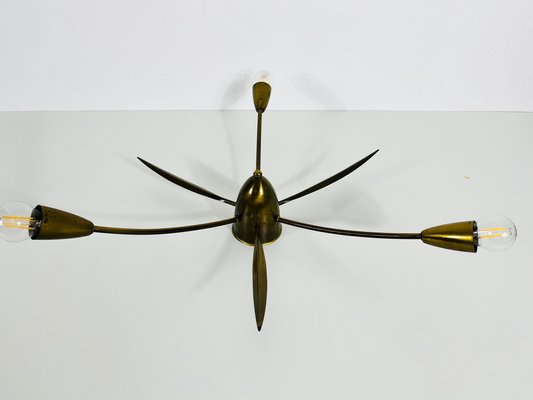 Mid-Century 3-Arm Sputnik Chandelier in Brass, 1960s-PUK-1320935