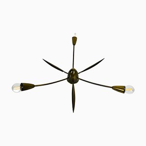 Mid-Century 3-Arm Sputnik Chandelier in Brass, 1960s-PUK-1320935