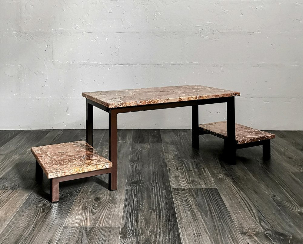 Mid-Century 3-Level Flower Bench with Marble Tops, 1960