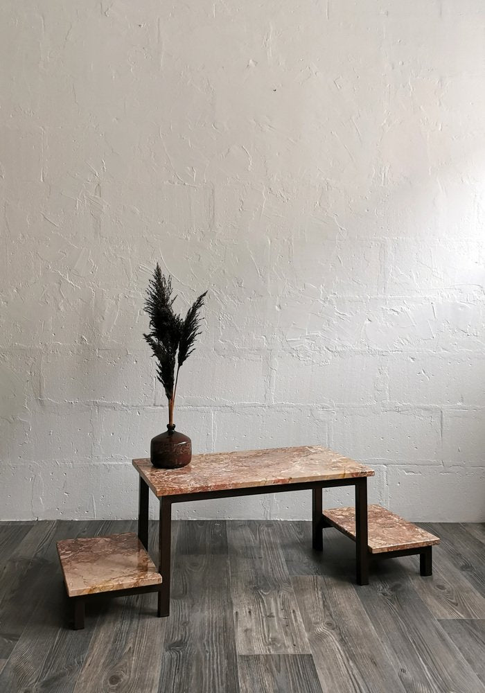 Mid-Century 3-Level Flower Bench with Marble Tops, 1960