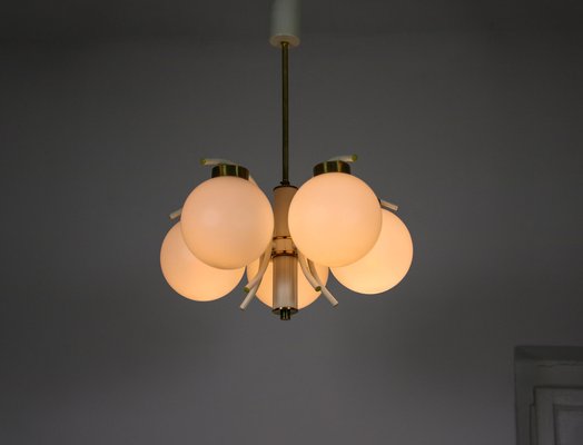 Mid-Century 5 Arms Brass Chandelier by Emi-HGJ-1187920