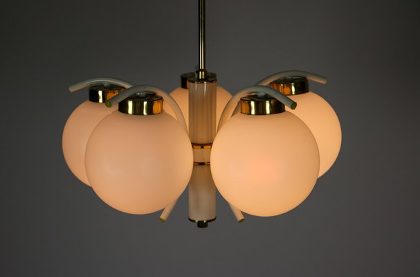 Mid-Century 5 Arms Brass Chandelier by Emi-HGJ-1187920