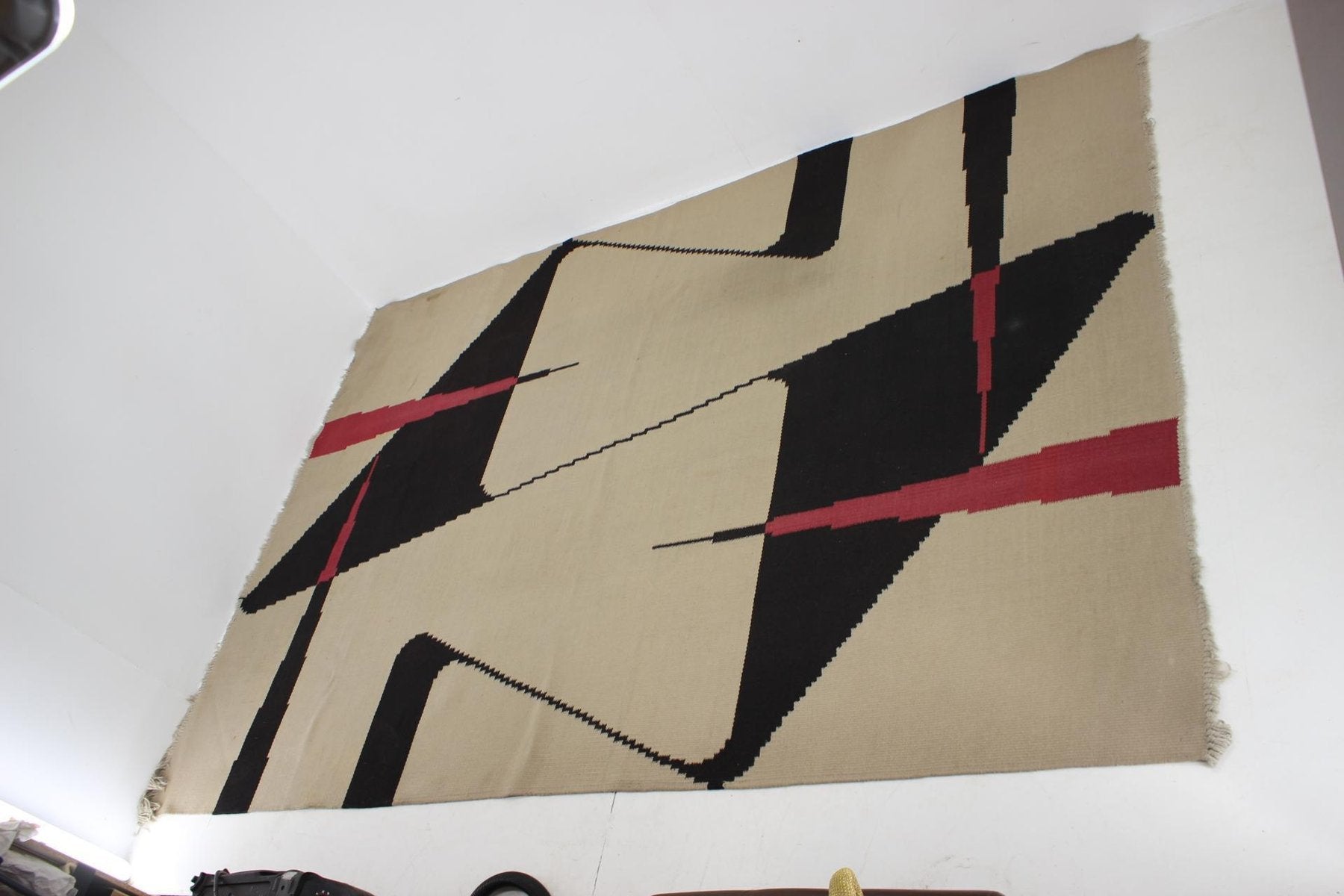 Mid-Century Abstract Design Geometric Kilim Rug, 1960s