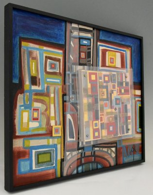 Mid-Century Abstract Painting with Acrylic Glass by André Pailler, France, 1970-KTN-840560