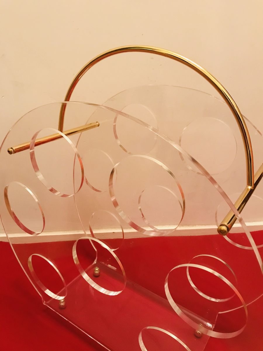 Mid-Century Acrylic Glass and Acrylic Glass Bottle Rack