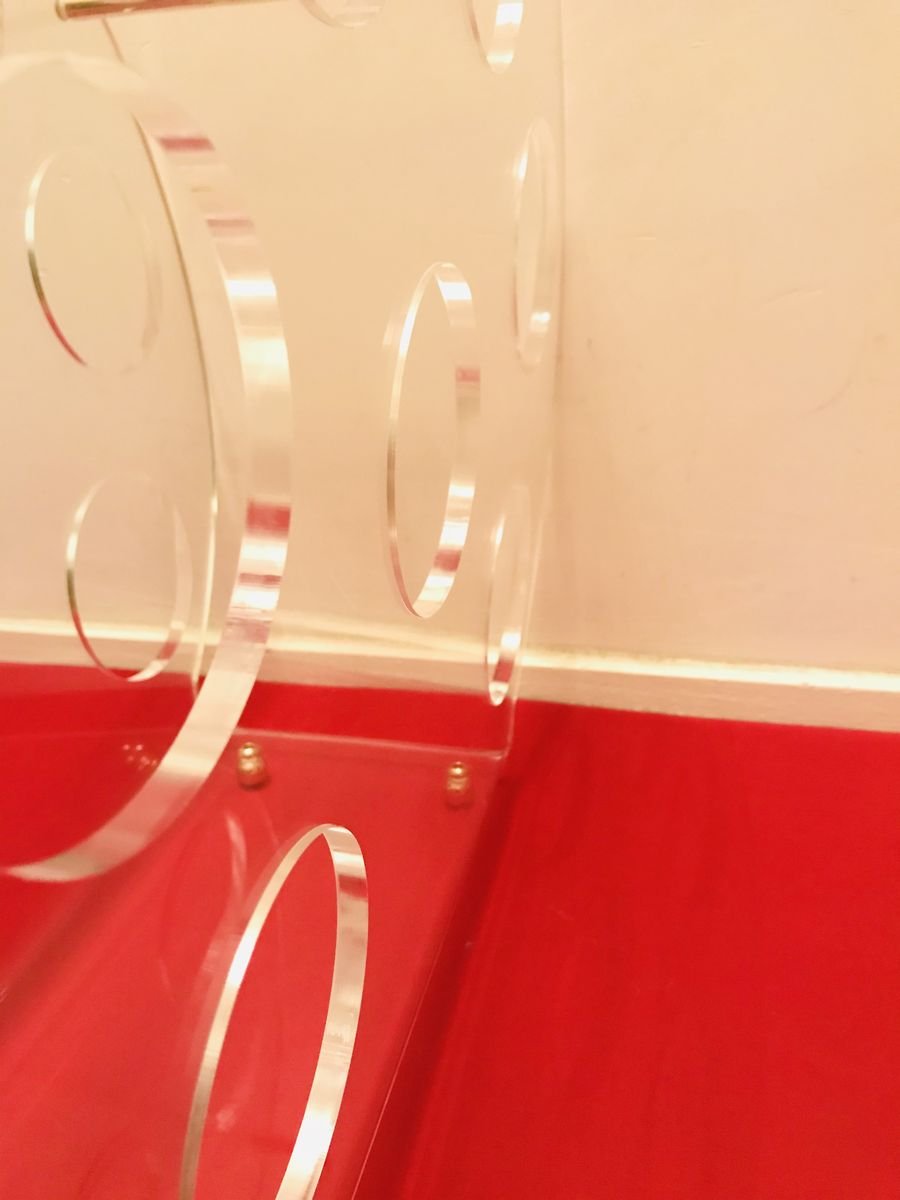 Mid-Century Acrylic Glass and Acrylic Glass Bottle Rack