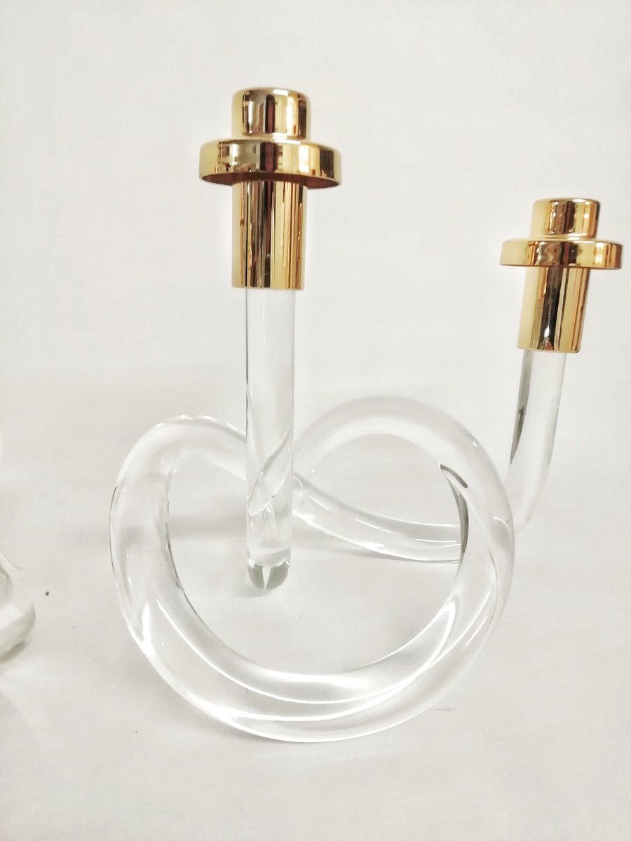 Mid-Century Acrylic Glass Candleholders by Dorothy Thorpe, Set of 2