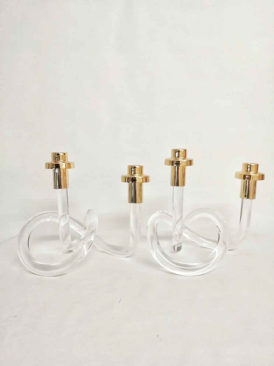 Mid-Century Acrylic Glass Candleholders by Dorothy Thorpe, Set of 2