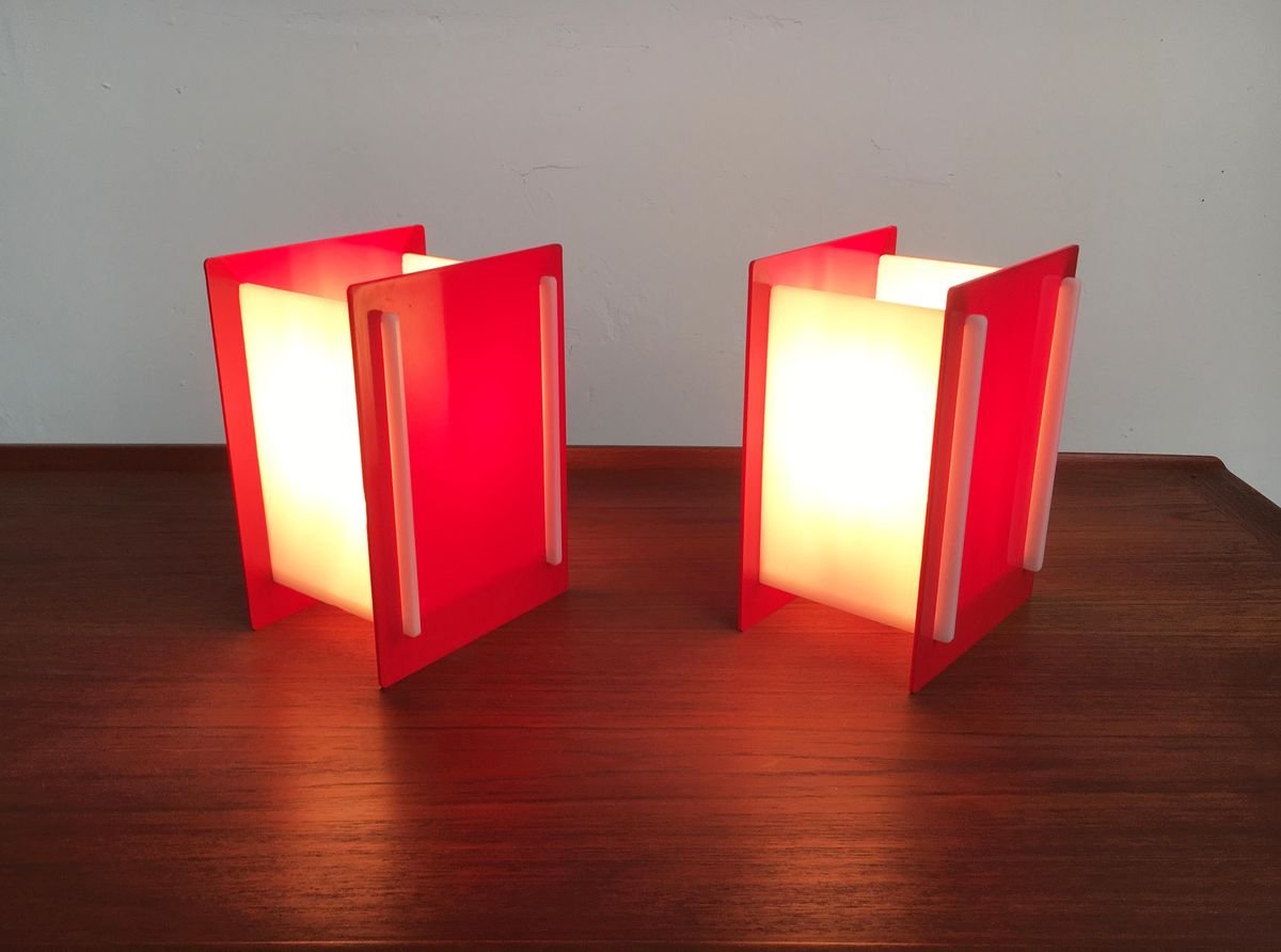 Mid-Century Acrylic Table Lamps, Set of 2