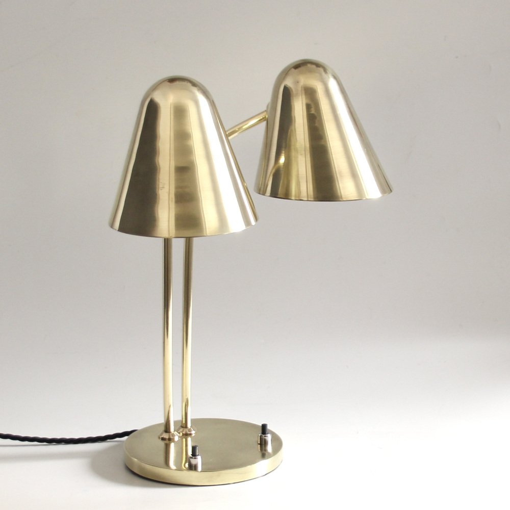 Mid-Century Adjustable Brass Library Lamp by Jacques Biny for Luminalité, 1950s