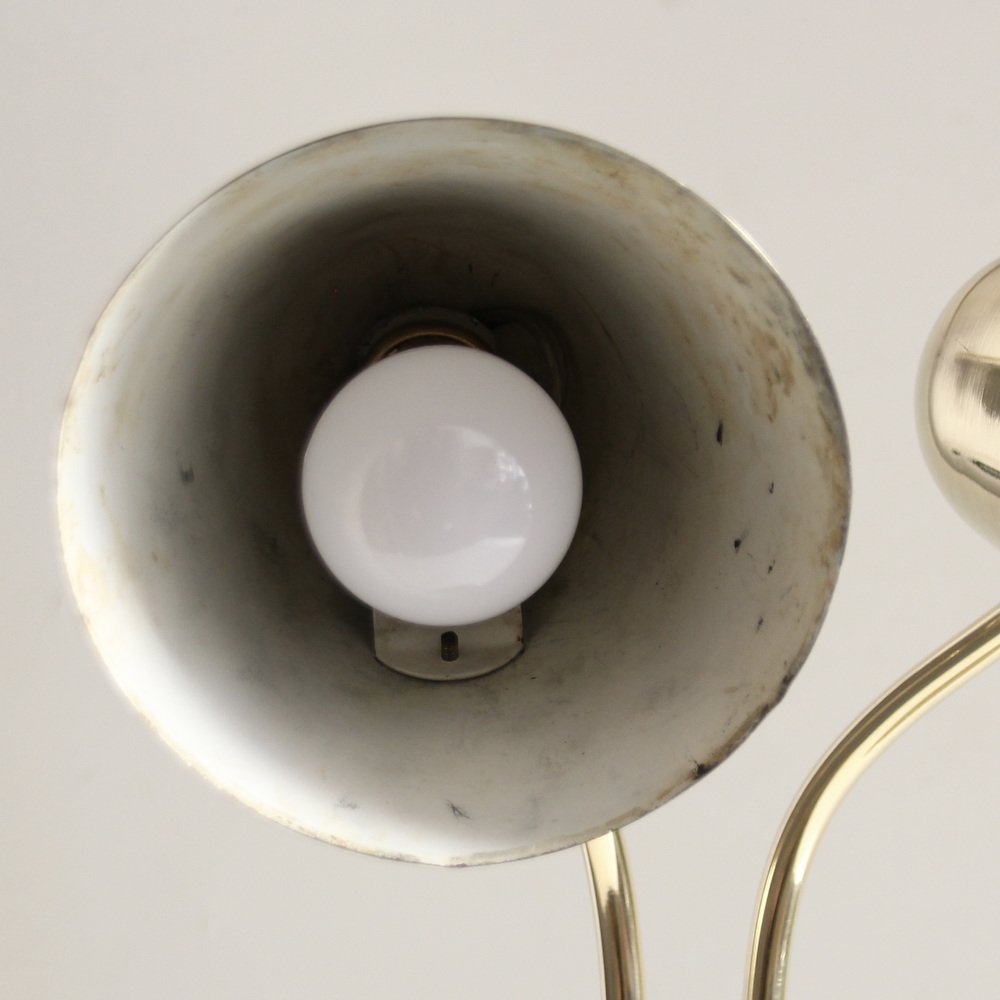 Mid-Century Adjustable Brass Library Lamp by Jacques Biny for Luminalité, 1950s